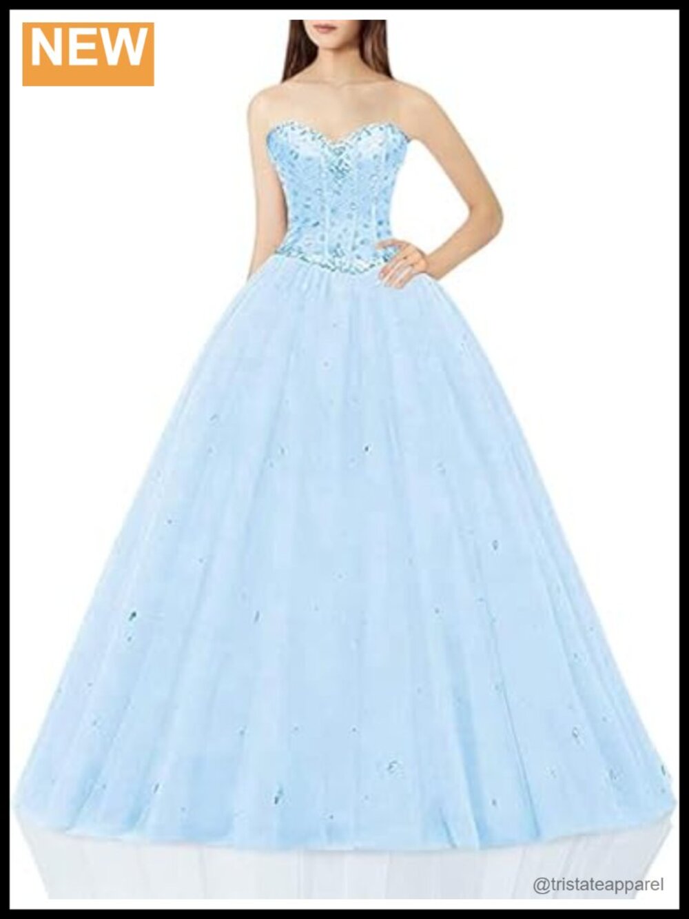 Tulle Satin Ball Gown Sweetheart Lace Up Prom Dress.